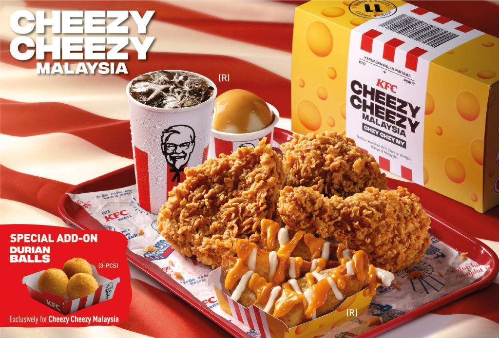 Photo 2a with background Cheezy Cheezy Malaysia 3 piece Combo with Durian Balls special add on 1